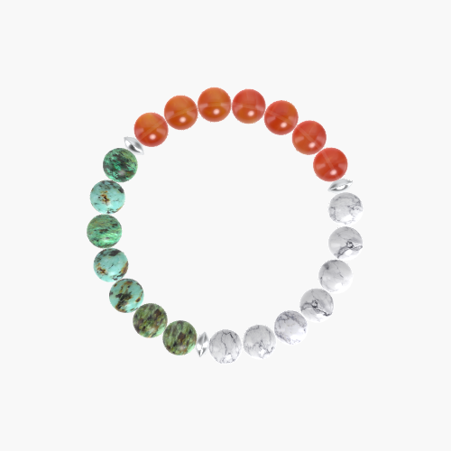 Howlite, Carnelian and African Turquoise Bracelet