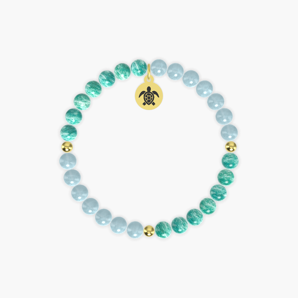 Turtle Harmony - Amazonite and Aquamarine Bracelet