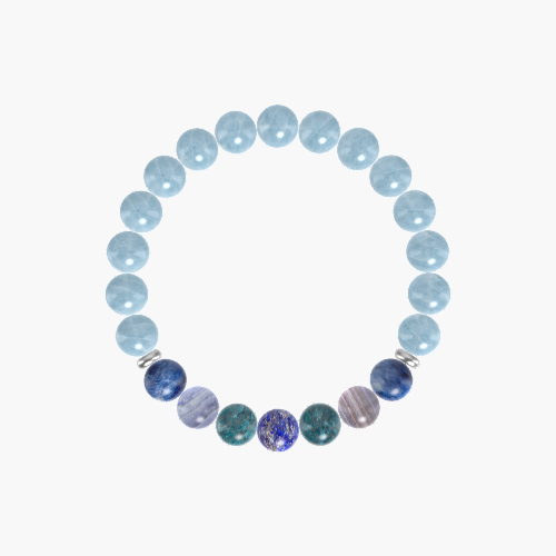 Aquamarine, Apatite, Blue Lace Agate and more Gemstone Bracelet
