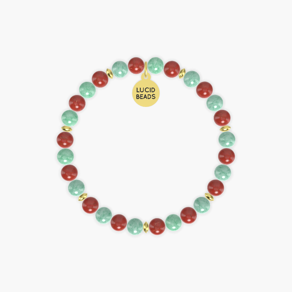 Red Jasper and Green Jade Bracelet