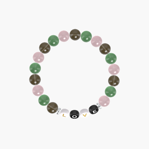 Rose Quartz, Aventurine and Smoky Quartz Bracelet