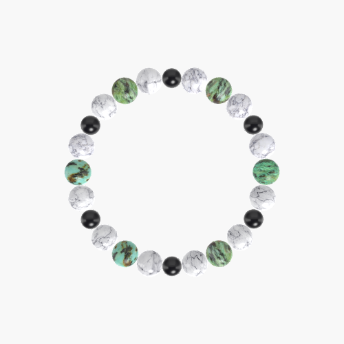 Howlite, Black Obsidian and African Turquoise Bracelet