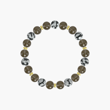 Smoky Quartz and Snowflake Obsidian Bracelet