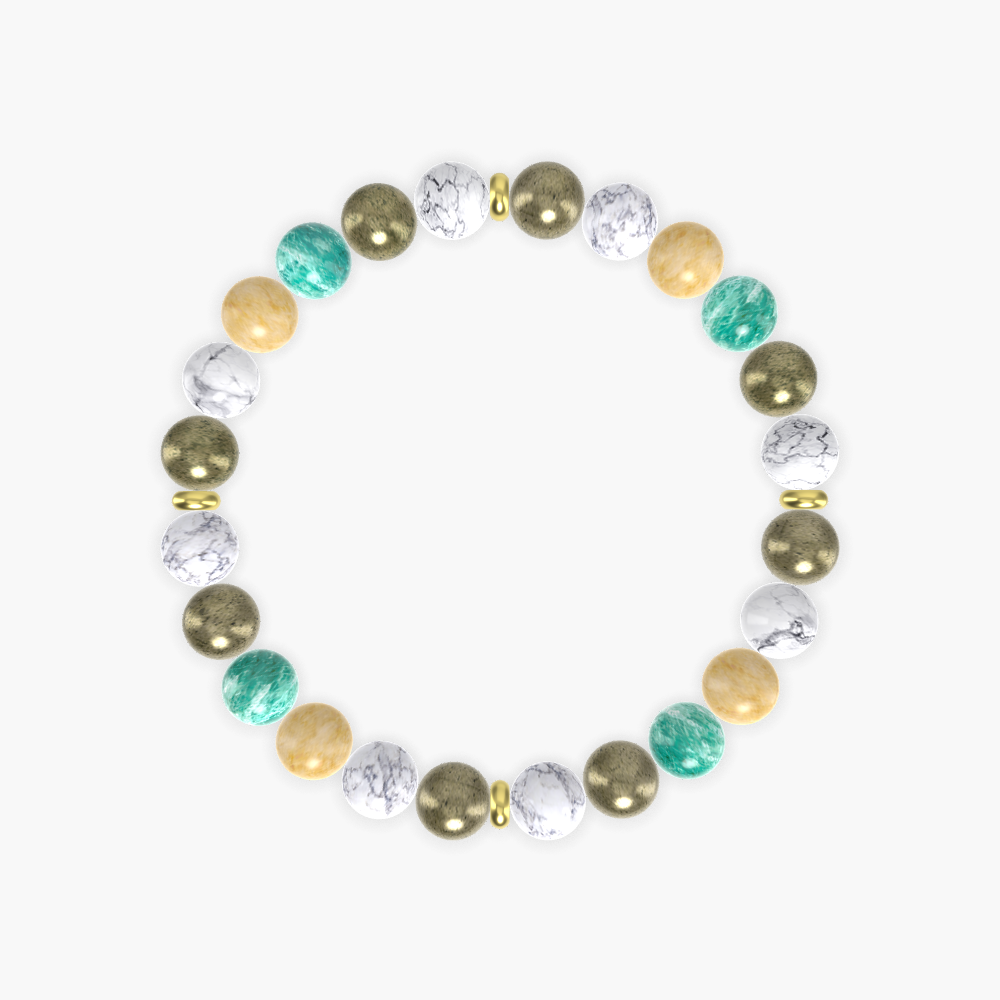 Howlite, Pyrite, Amazonite and more Gemstone Bracelet