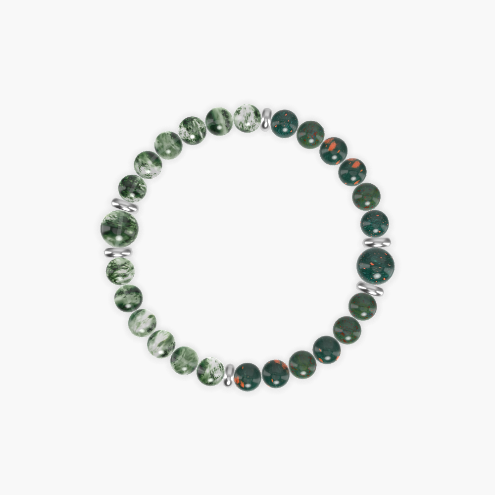 Bloodstone and Moss Agate Bracelet
