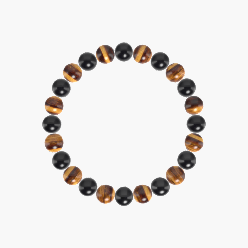 Tiger Eye, Black Obsidian and Black Tourmaline Bracelet