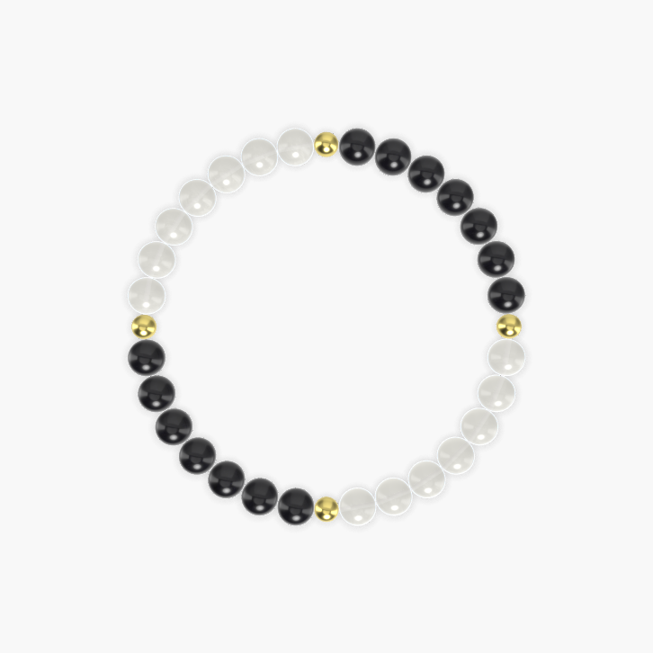 Moonstone and Black Obsidian Bracelet