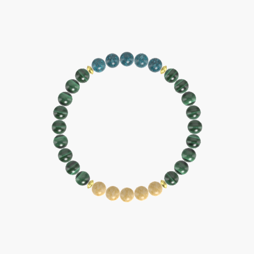 Malachite, Yellow Jade and Apatite Bracelet