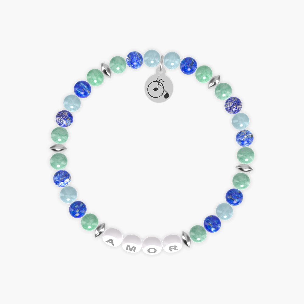 Green Jade, Lapis Lazuli and Aquamarine Bracelet