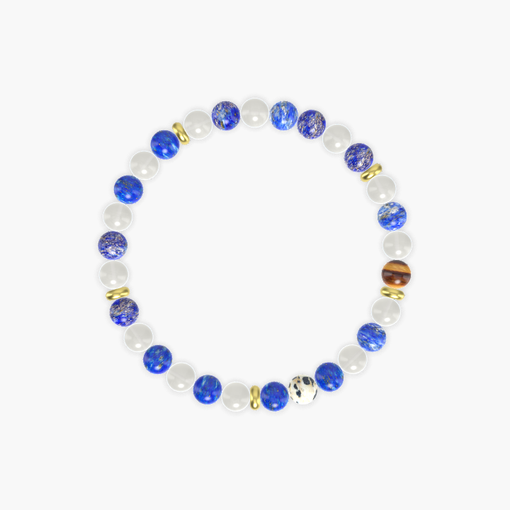 Lapis Lazuli, Moonstone, Dalmatian Jasper and more Gemstone Bracelet