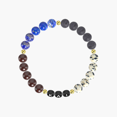 Dalmatian Jasper, Lava Rock, Lapis Lazuli and more Gemstone Bracelet