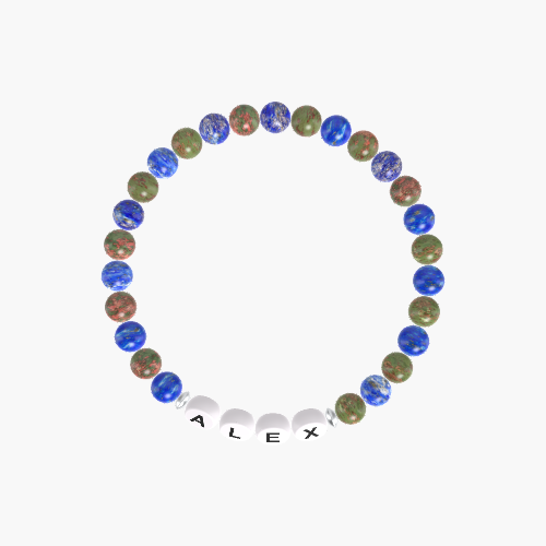 Unakite and Lapis Lazuli Bracelet
