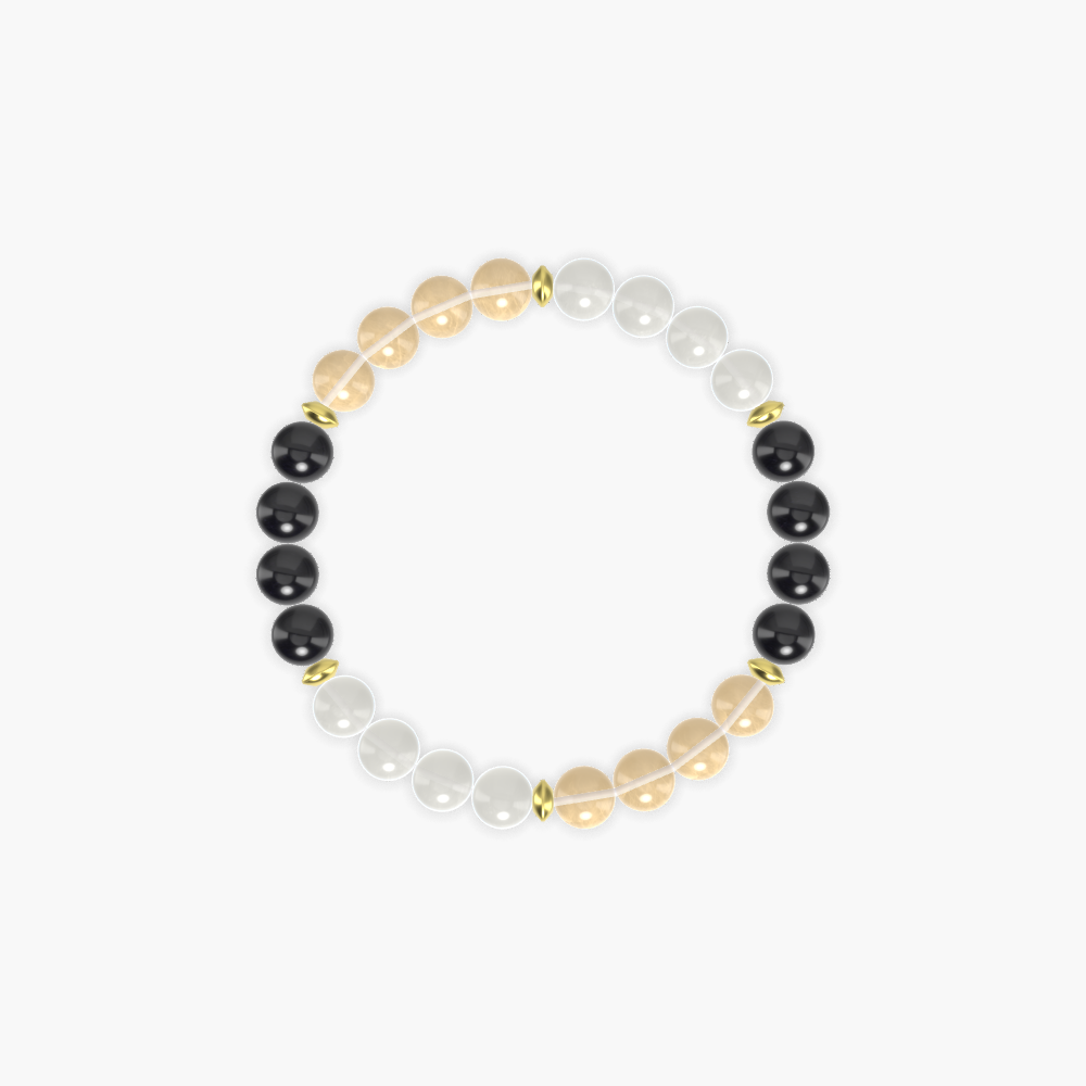 Citrine, Black Tourmaline and Moonstone Bracelet