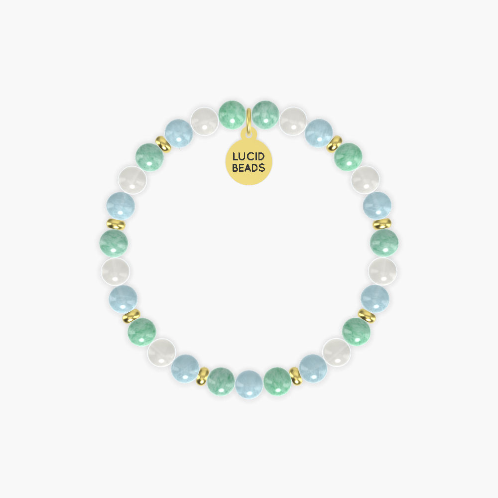 Green Jade, Aquamarine and Moonstone Bracelet