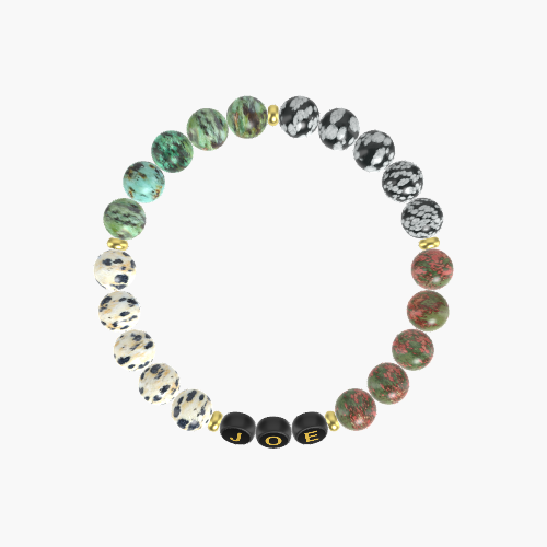 Unakite, Snowflake Obsidian, African Turquoise and more Gemstone Bracelet