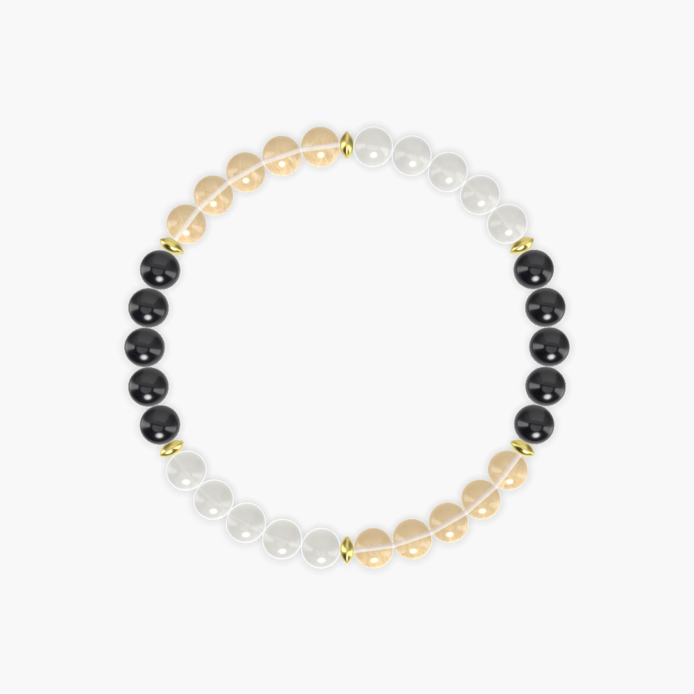 Citrine, Black Tourmaline and Moonstone Bracelet