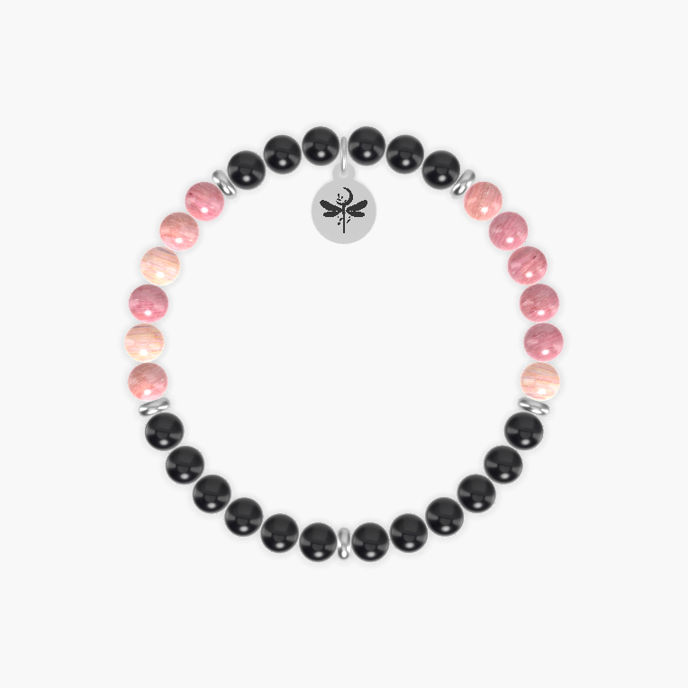 Black Obsidian and Rhodonite Bracelet