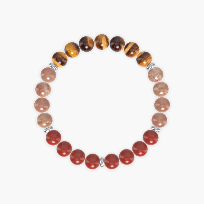 Red Jasper, Sunstone and Tiger Eye Bracelet