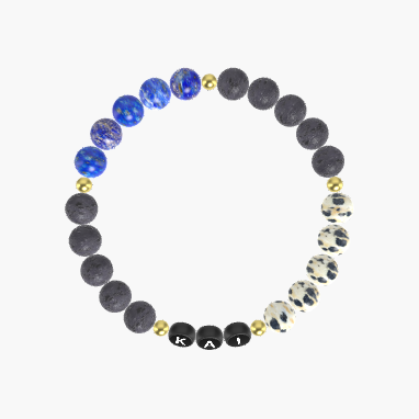 Lava Rock, Dalmatian Jasper and Lapis Lazuli Bracelet