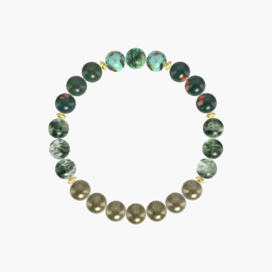 Pyrite, Moss Agate, Bloodstone and more Gemstone Bracelet