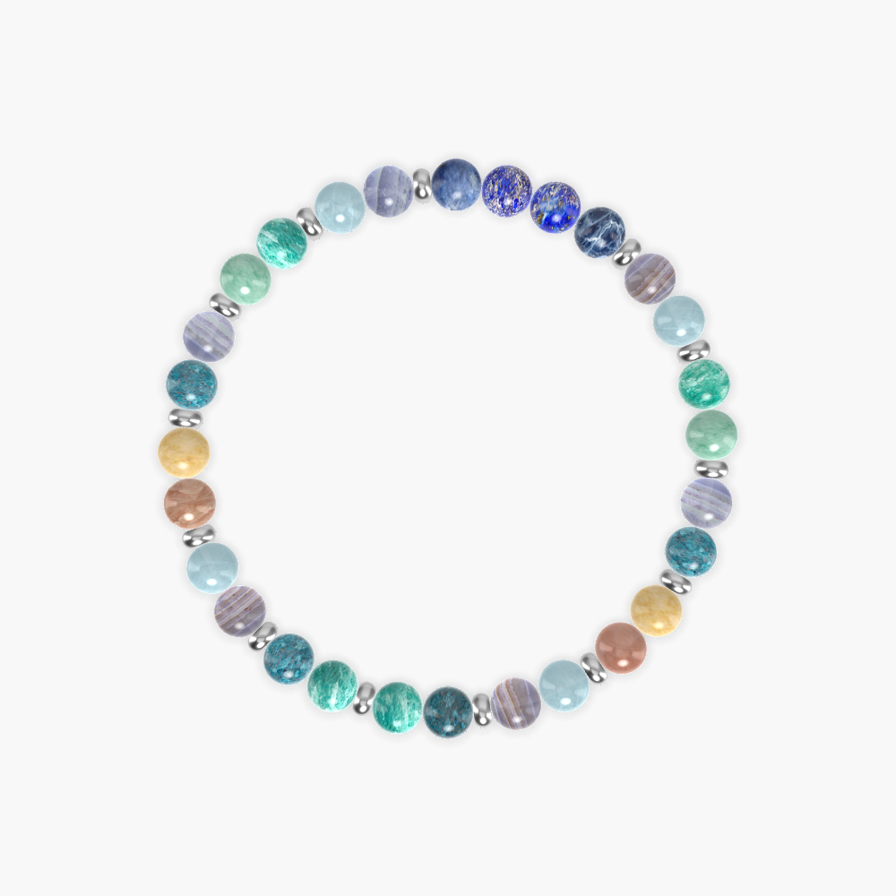 Blue Lace Agate, Apatite, Aquamarine and more Gemstone Bracelet