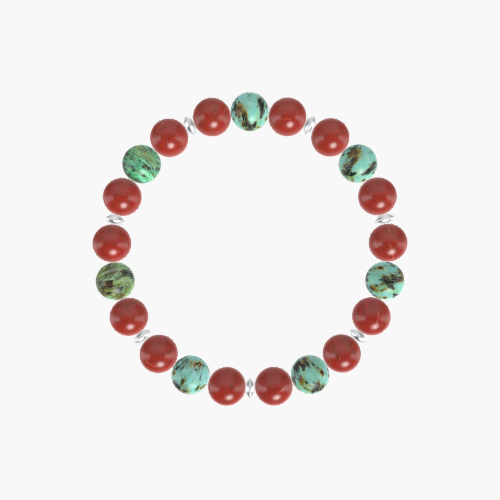 Red Jasper and African Turquoise Gemstone Bead Bracelet