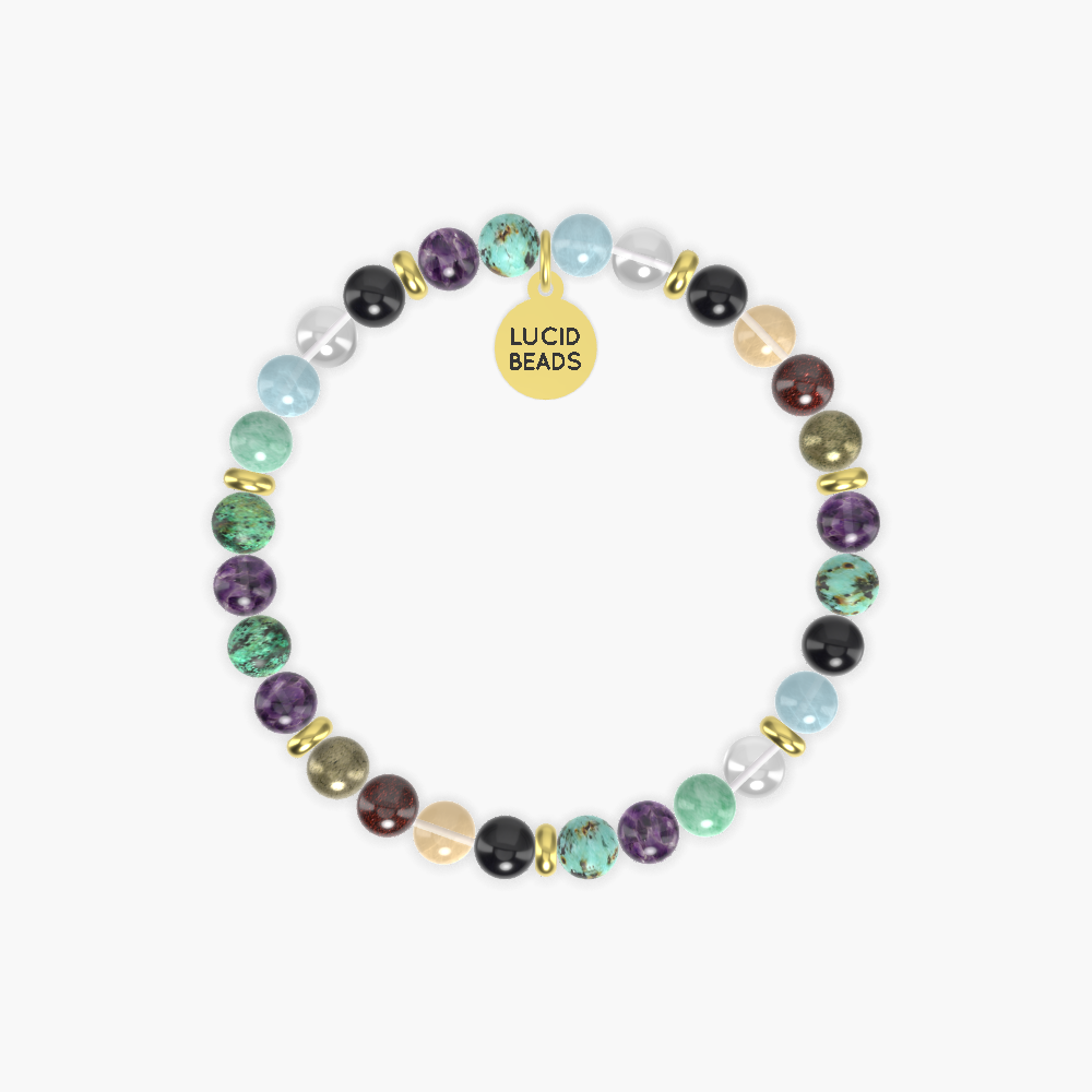 African Turquoise, Amethyst, Clear Quartz and more Gemstone Bracelet