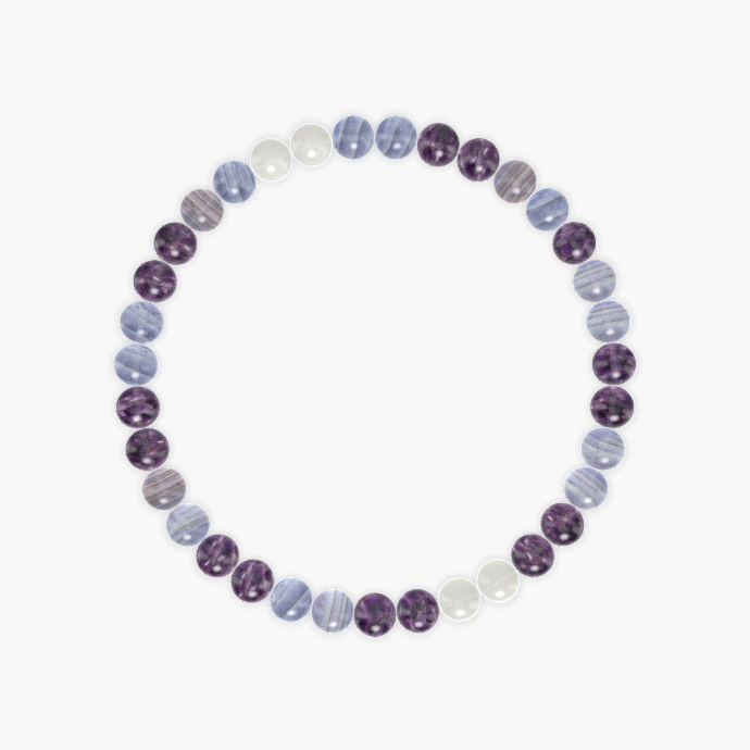 Blue Lace Agate, Amethyst and Moonstone Bracelet