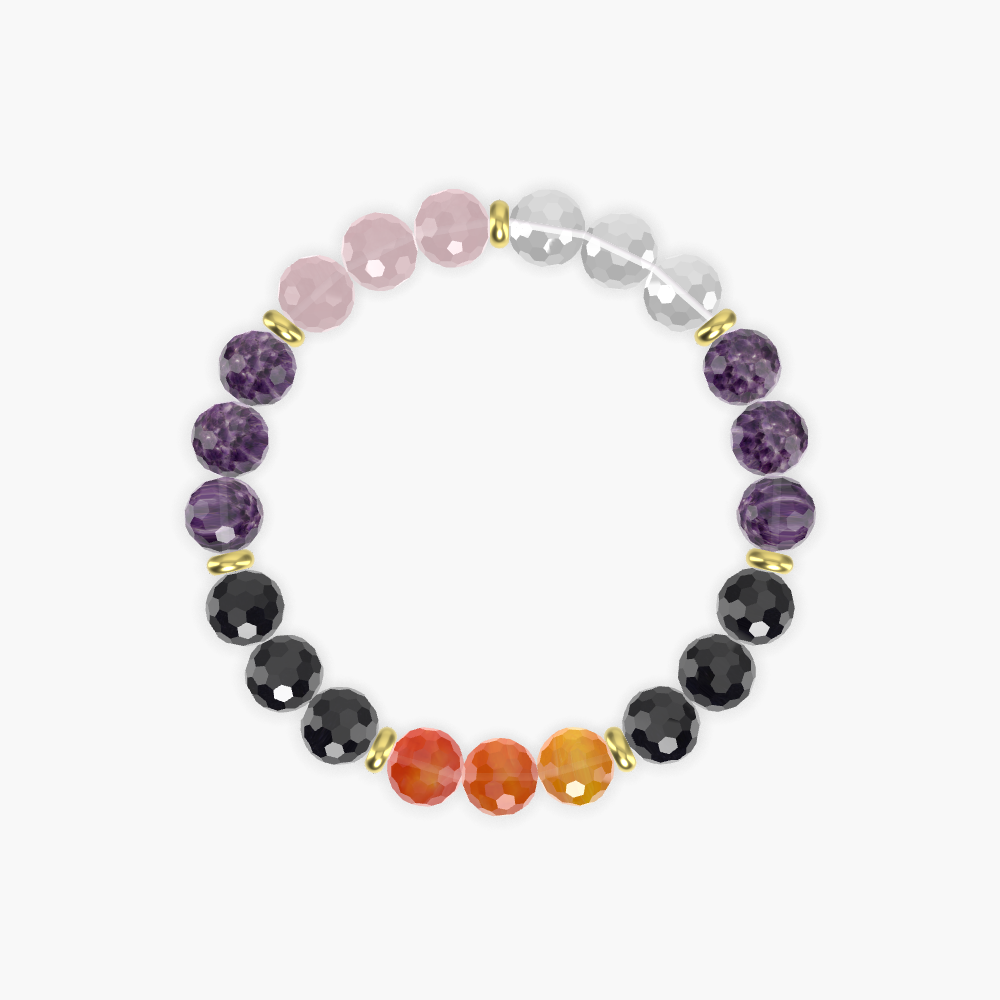 Black Tourmaline, Amethyst, Carnelian and more Gemstone Bracelet