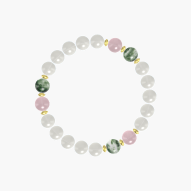 Moonstone, Moss Agate and Rose Quartz Bracelet