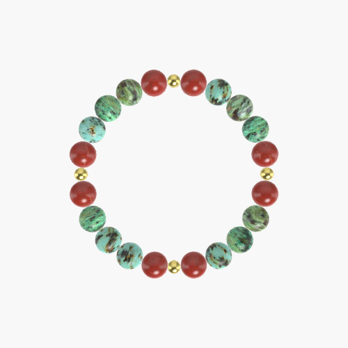 African Turquoise and Red Jasper Bracelet