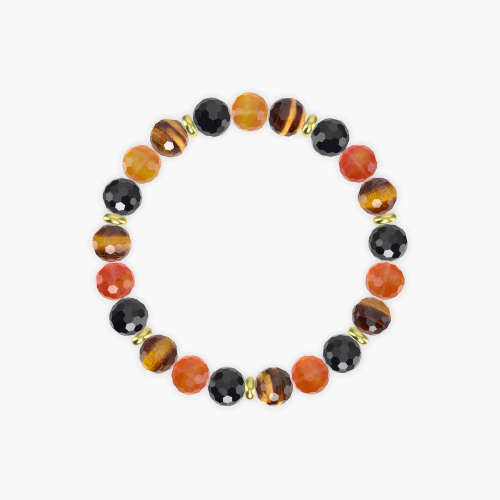 Tiger Eye, Carnelian and Black Tourmaline Bracelet