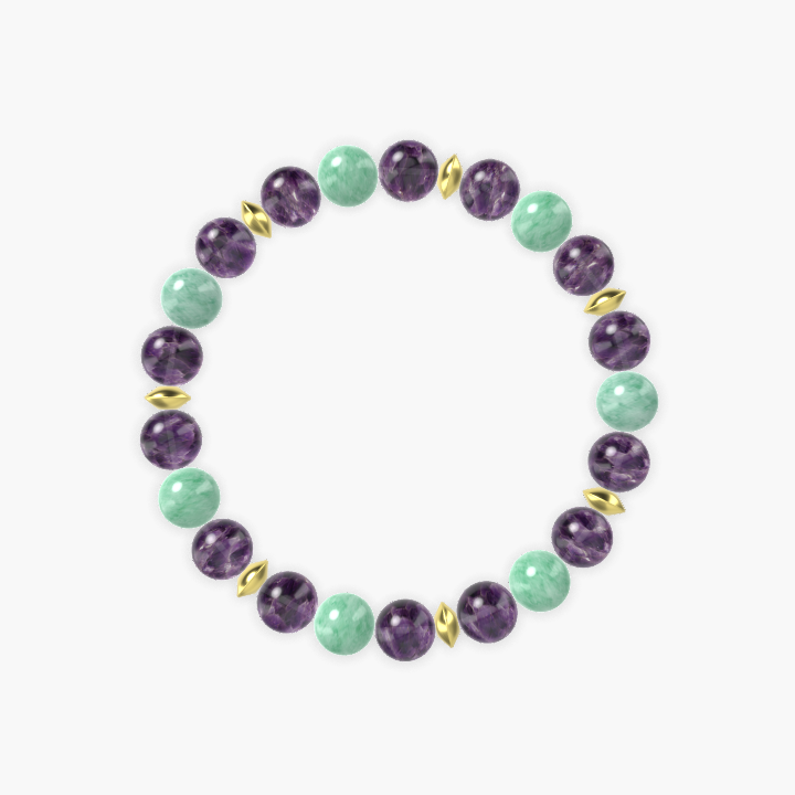 Amethyst and Green Jade Bracelet