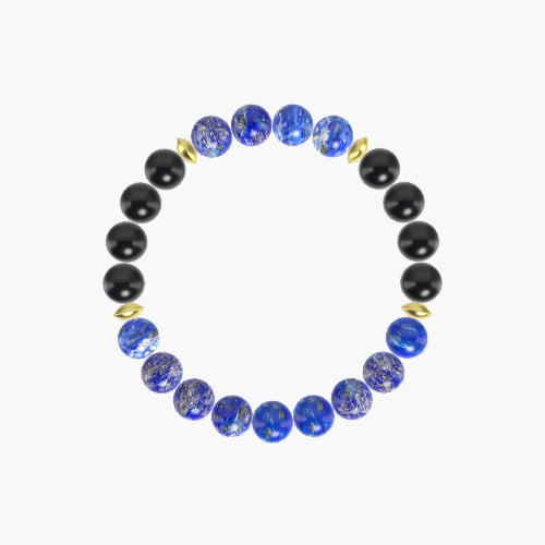 Lapis Lazuli and Black Obsidian Bracelet
