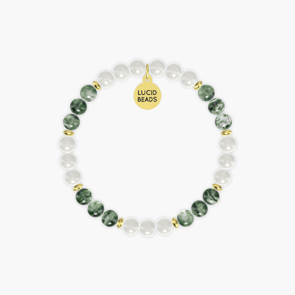 Moonstone and Moss Agate Bracelet