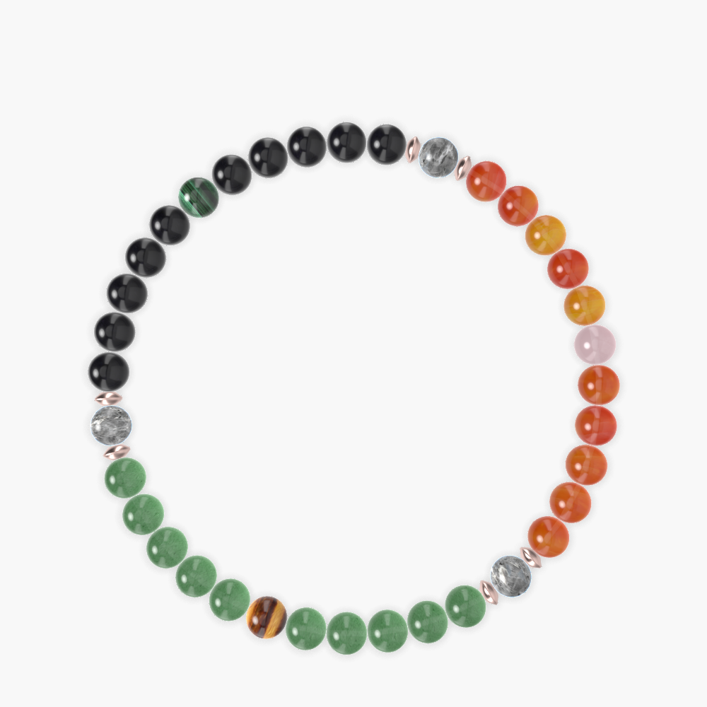 Aventurine, Carnelian, Black Obsidian and more Gemstone Bracelet