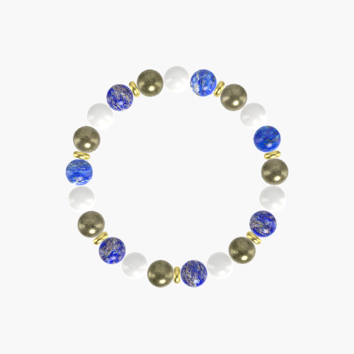 Lapis Lazuli, White Jade and Pyrite Bracelet