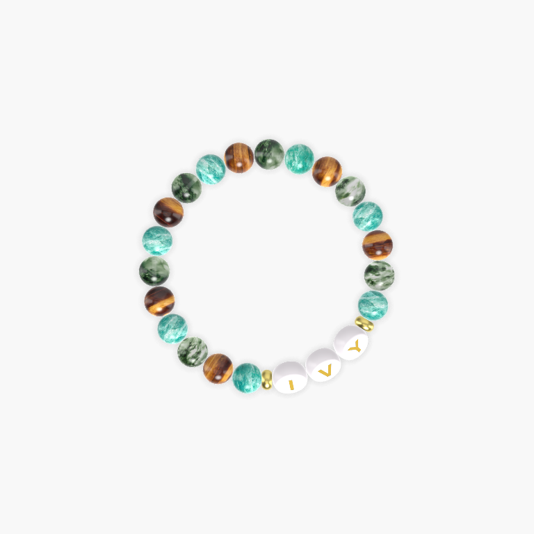 Amazonite, Moss Agate and Tiger Eye Bracelet