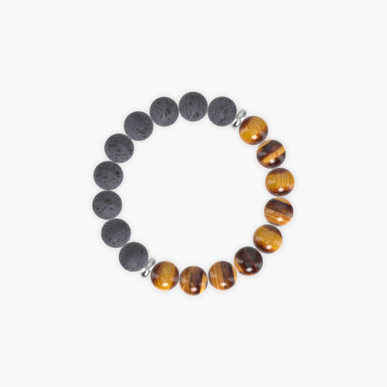 Tiger Eye and Lava Rock Bracelet