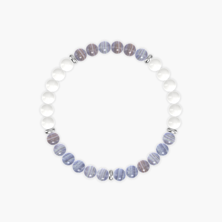 Blue Lace Agate and White Jade Bracelet