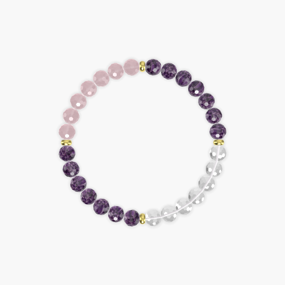 Amethyst, Clear Quartz and Rose Quartz Bracelet