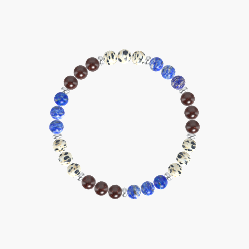 Lapis Lazuli, Dalmatian Jasper and Garnet Bracelet