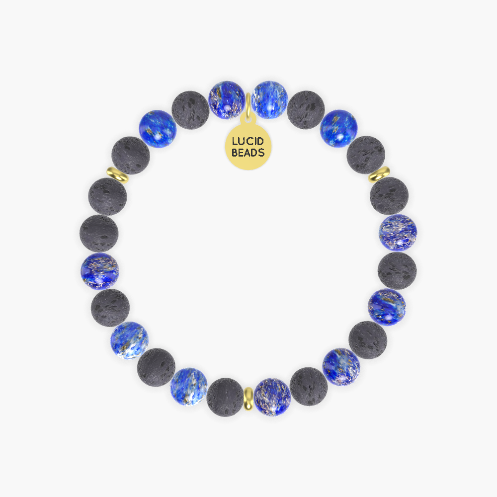 Lava Rock and Lapis Lazuli Bracelet