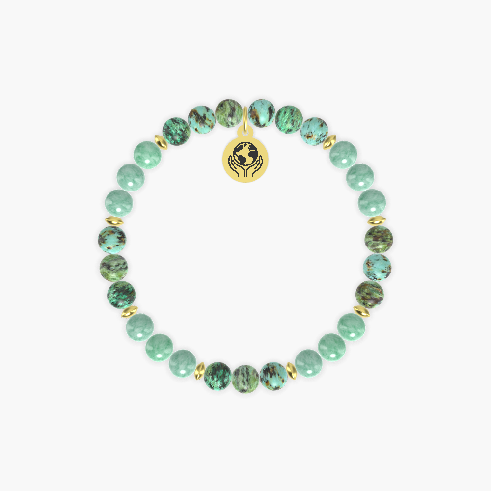 Earth Harmony - African Turquoise and Green Jade Bracelet