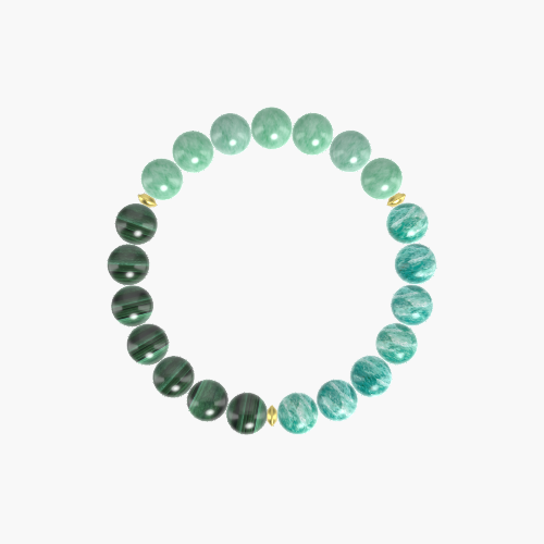 Amazonite, Green Jade and Malachite Bracelet