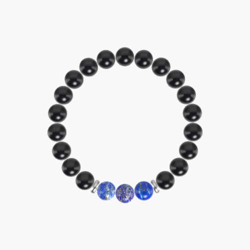 Black Obsidian and Lapis Lazuli Bracelet