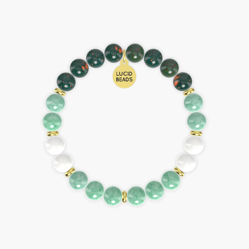 Green Jade, Bloodstone and White Jade Bracelet