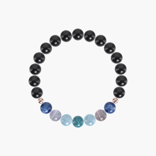 Black Obsidian, Aquamarine, Blue Lace Agate and more Gemstone Bracelet