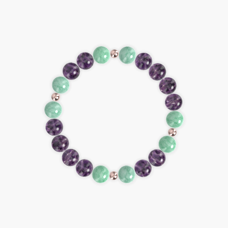 Amethyst and Green Jade Bracelet