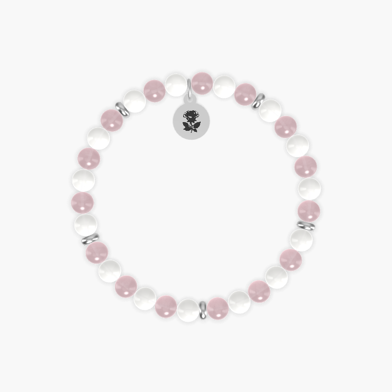 Rose Quartz and White Jade Bracelet